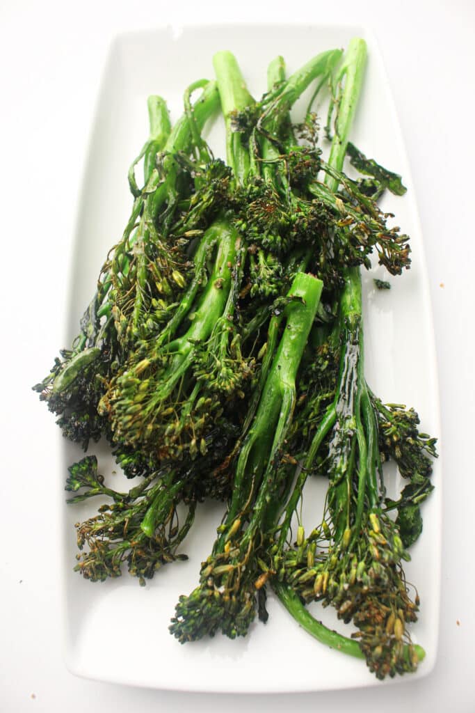 Air Fryer Broccolini  on a plate