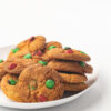 Air Fryer M&Ms cookies on a white plate