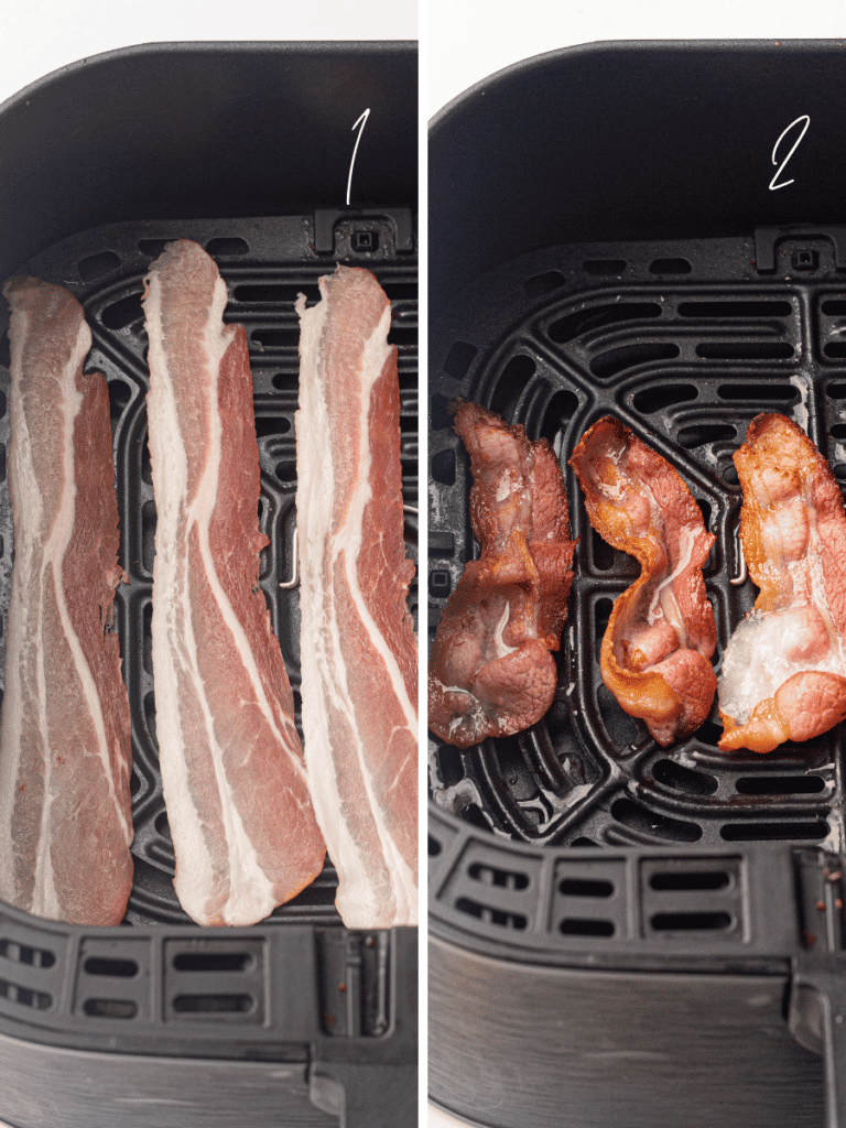Air fryer bacon process pictures