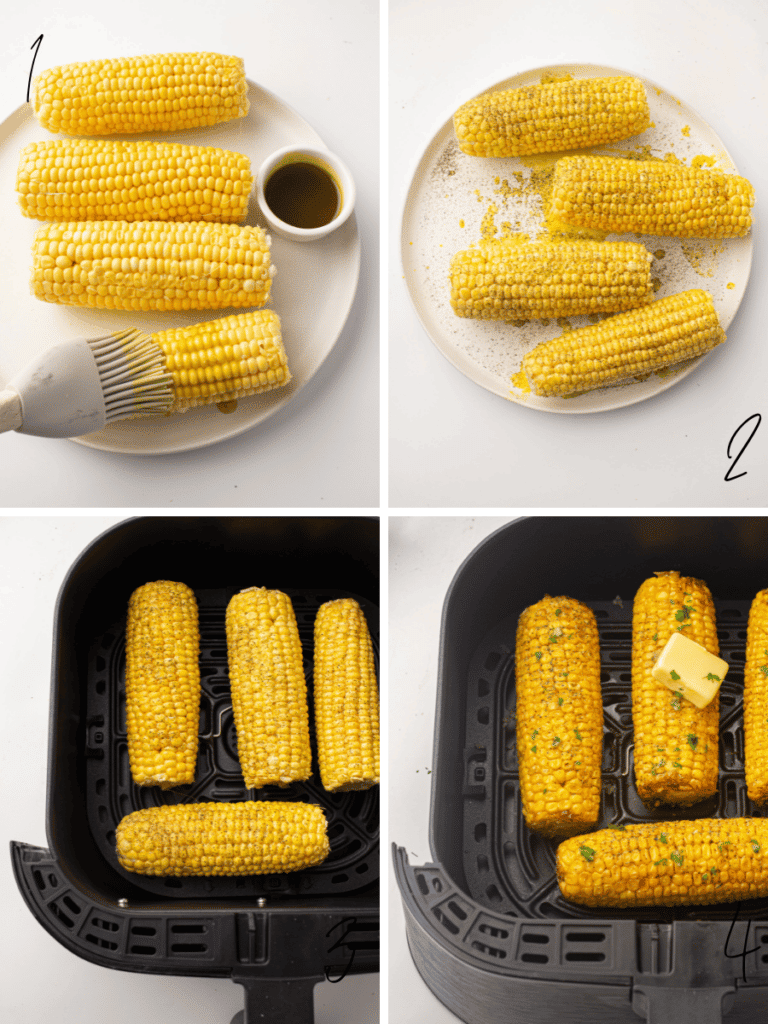 Air Fryer Sweetcorn process pictures