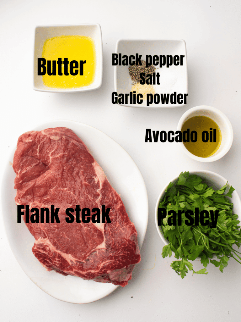 Ingredients picture for Air Fryer Garlic Steak Bites