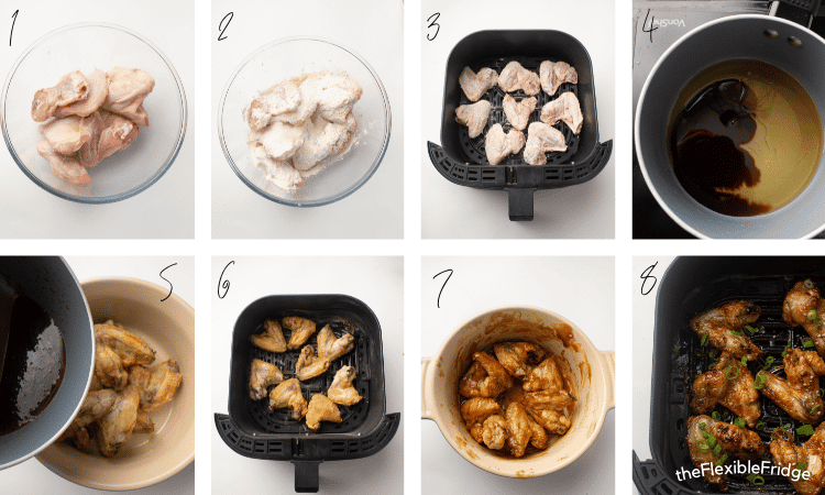 Air fryer chicken wings process pictures