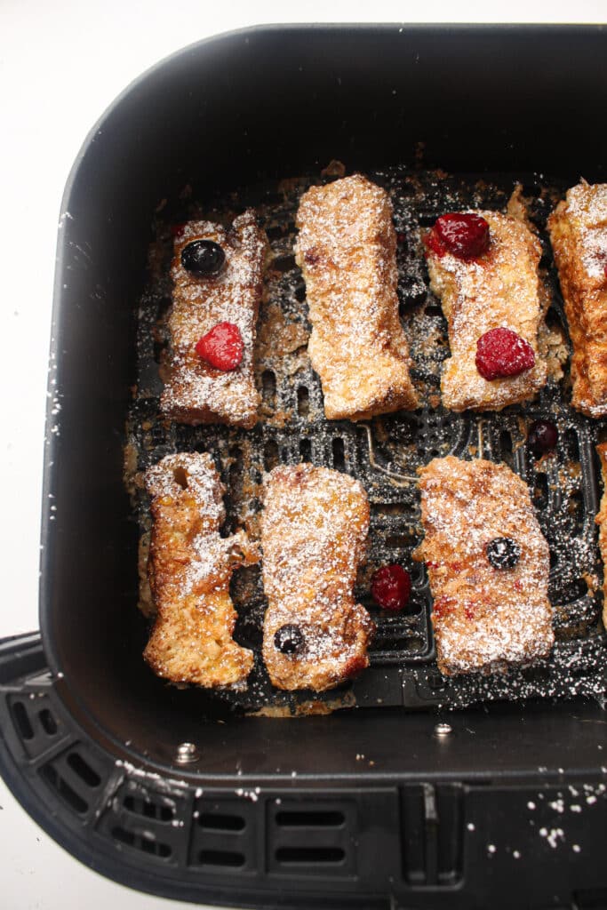 Air Fryer french toast  in tray