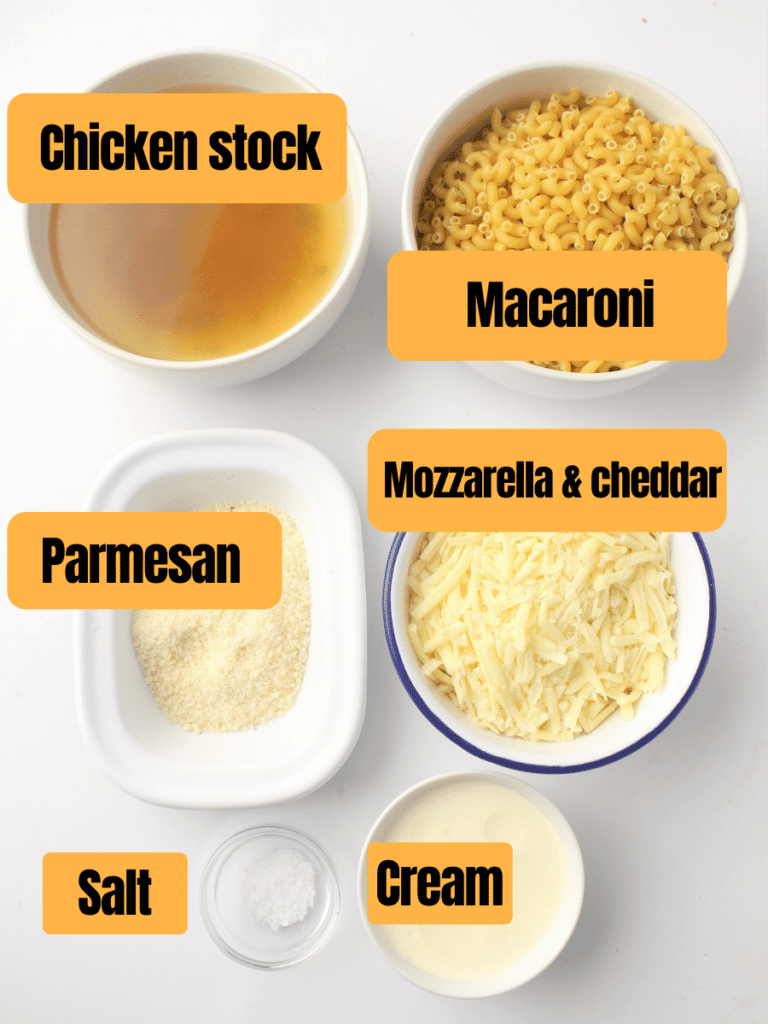 Instant Pot Macaroni and Cheese ingredients 