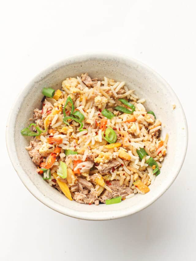 7 MINUTE, QUICK CANNED TUNA FRIED RICE