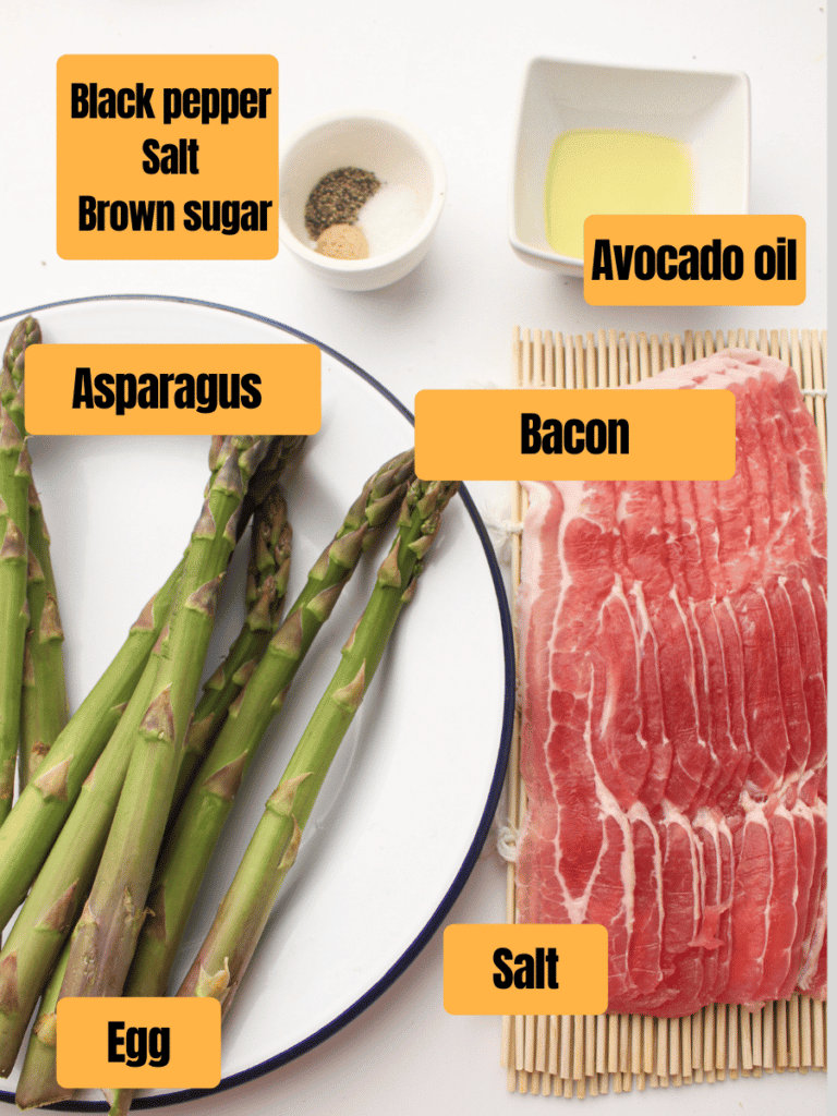 Air fryer Bacon wrapped asparagus ingredients