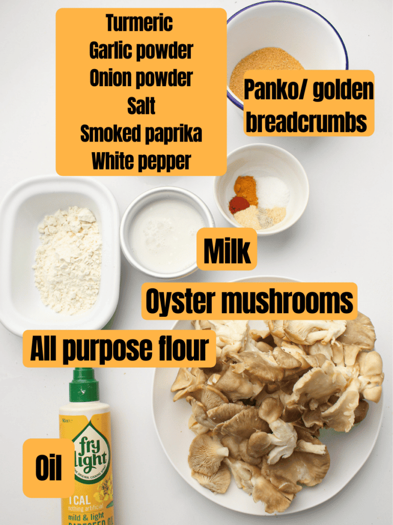 Air Fried Oyster Mushrooms (Vegan) ingredients needed