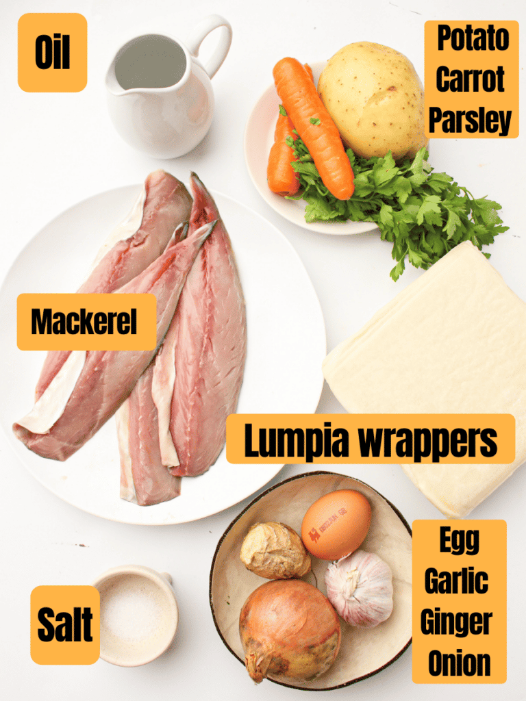 Lumpia Isda Recipe (fish spring rolls) ingredients 