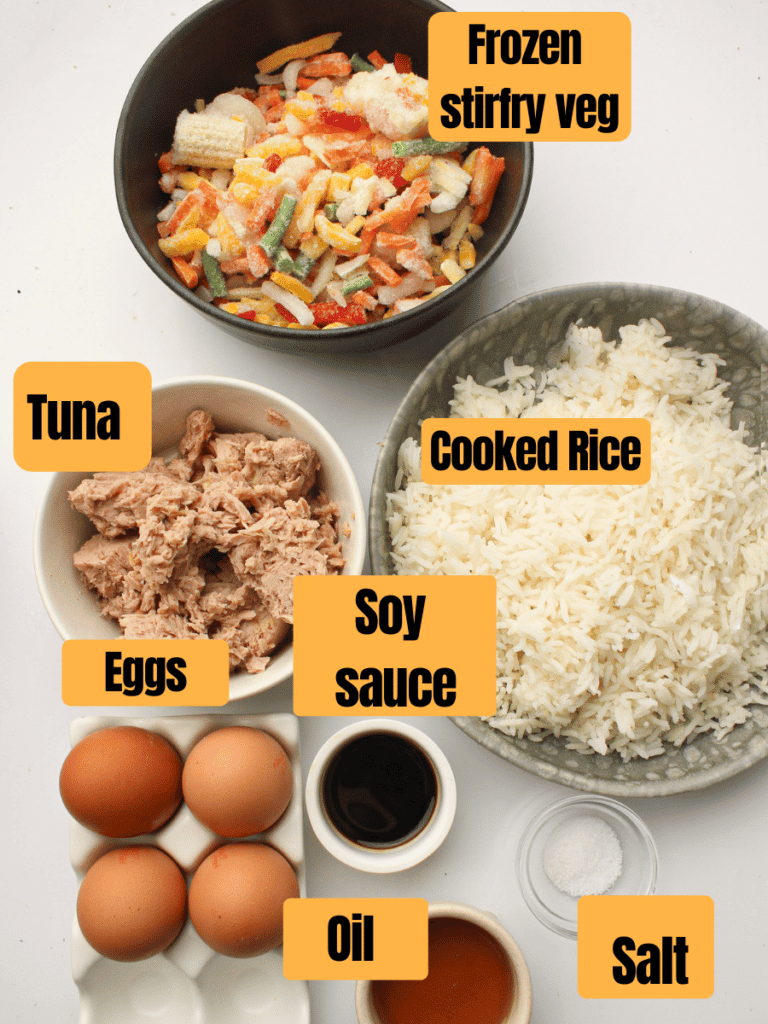 Quick Canned Tuna Fried Rice ingredients needed