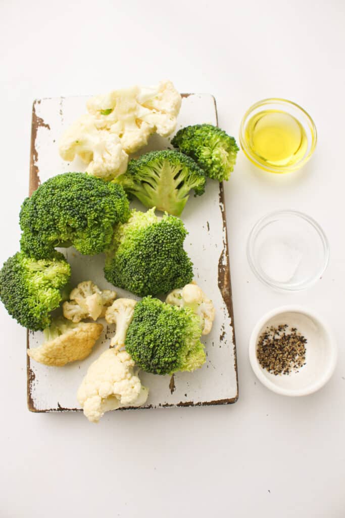 Air fry broccoli and cauliflower