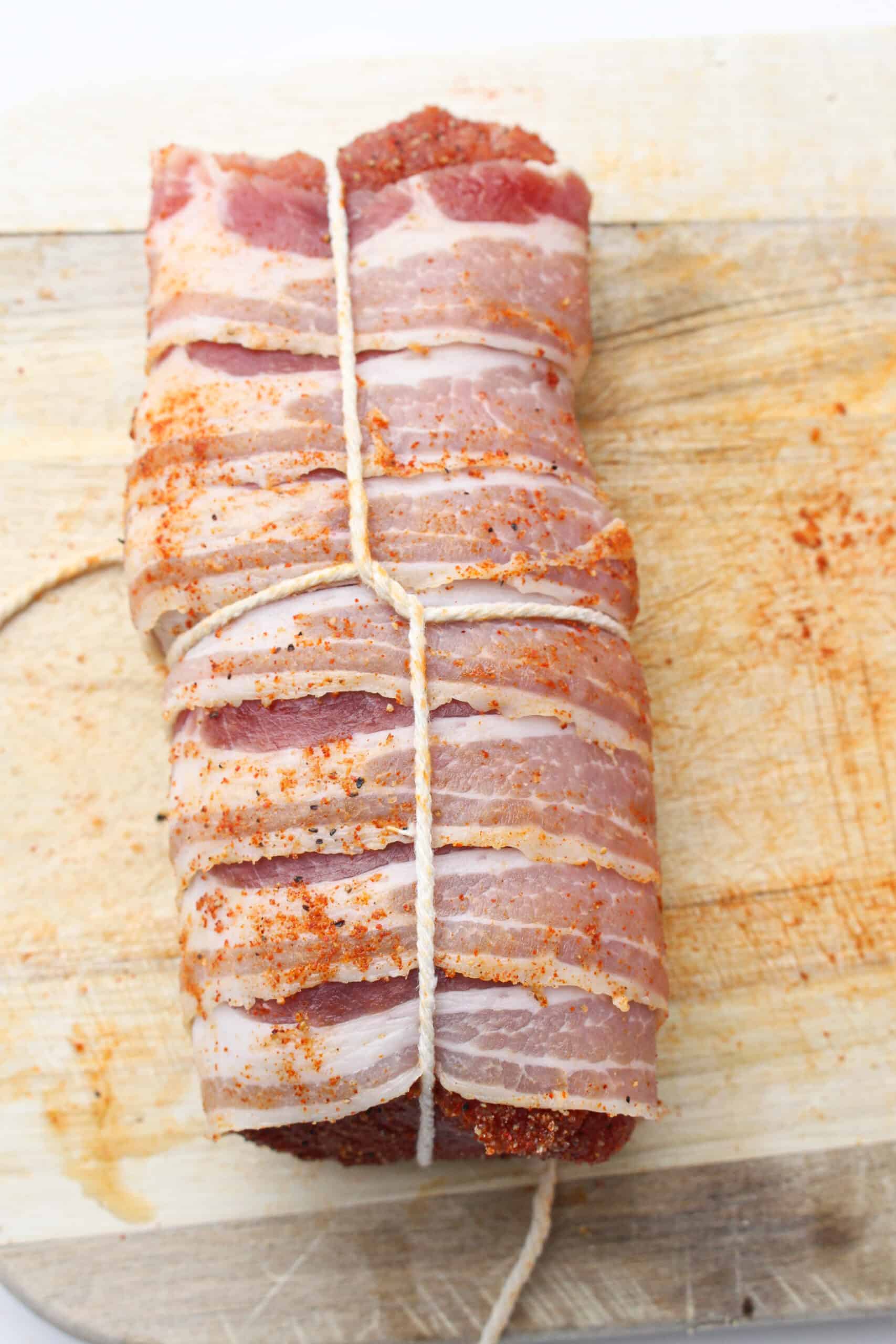 Bacon-wrapped pork tenderloin