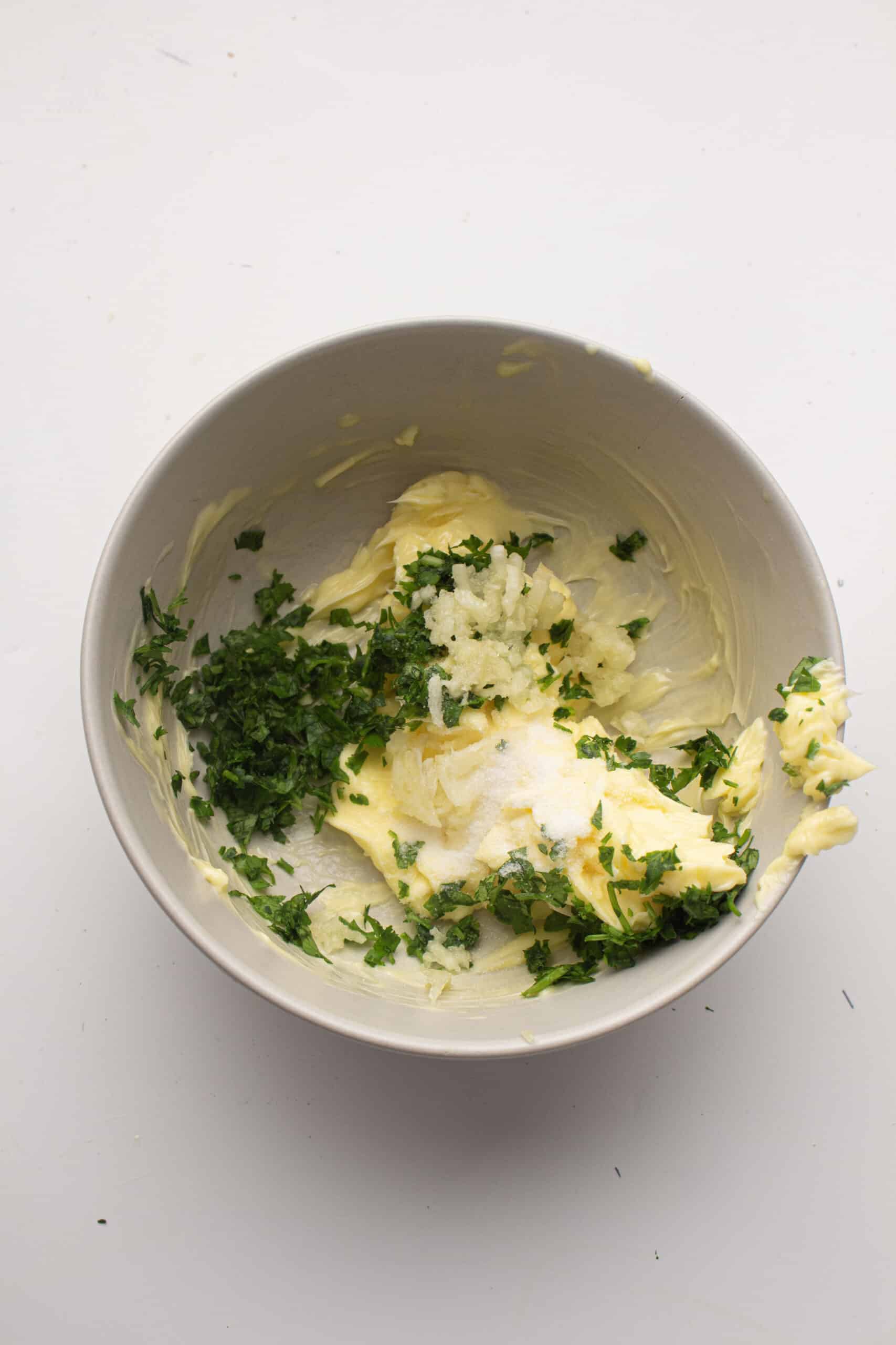 Butter with garlic, herbs, salt 