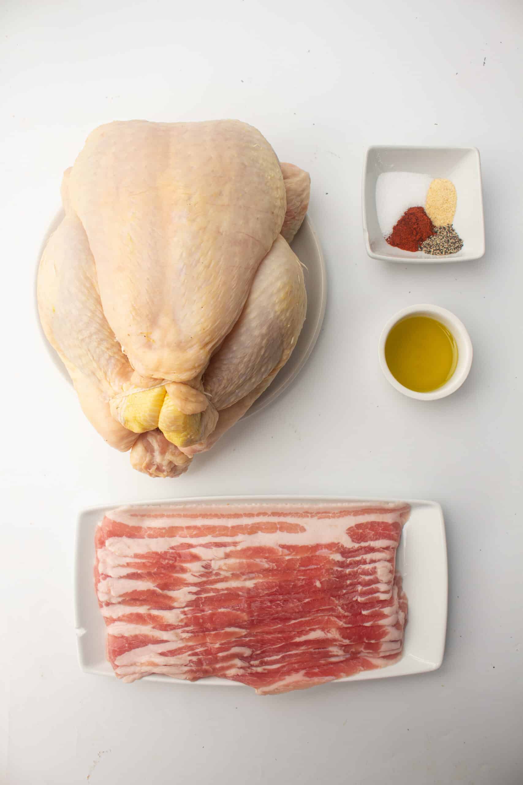 ingredient for Air fryer bacon whole chicken