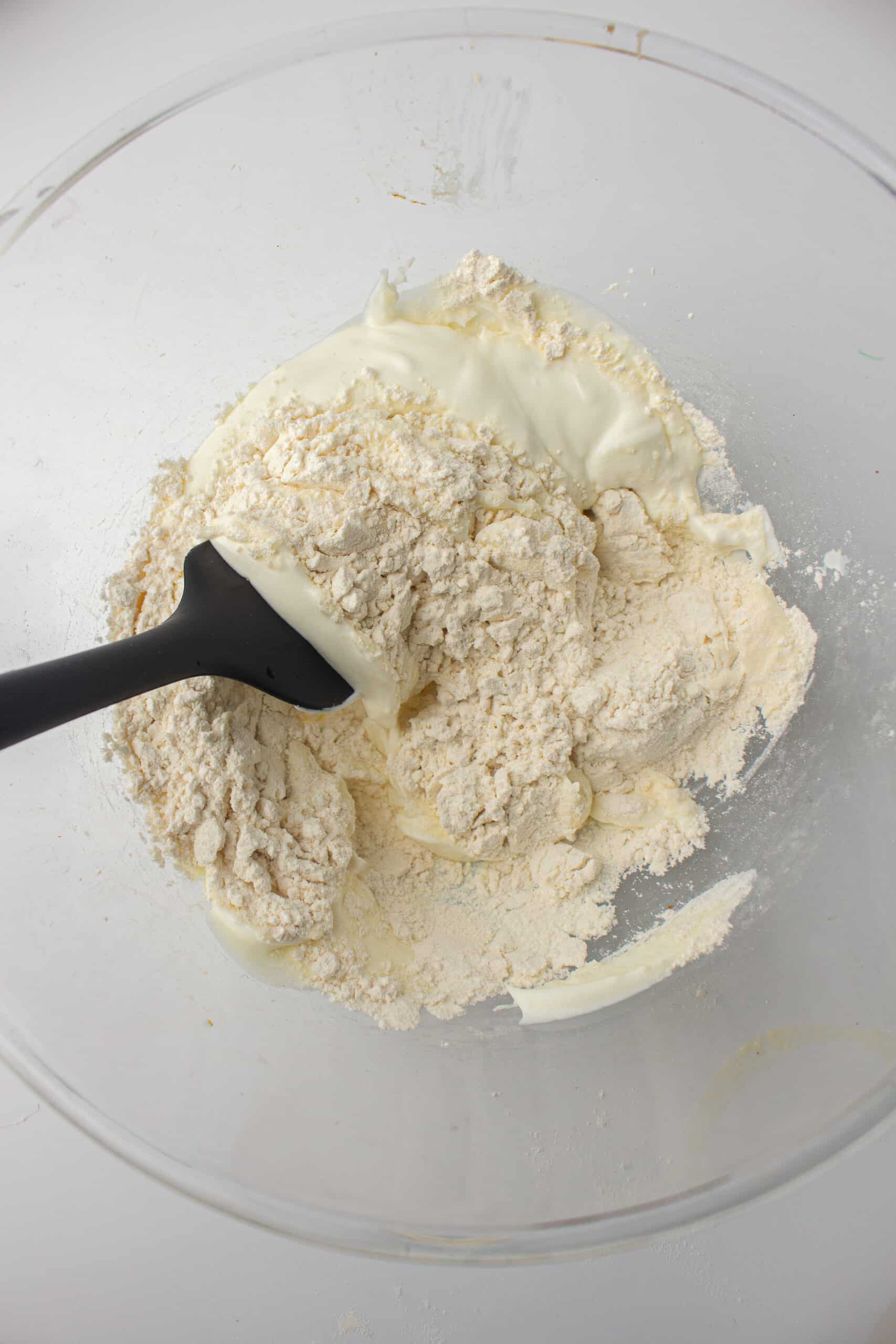 Mix yogurt and flour