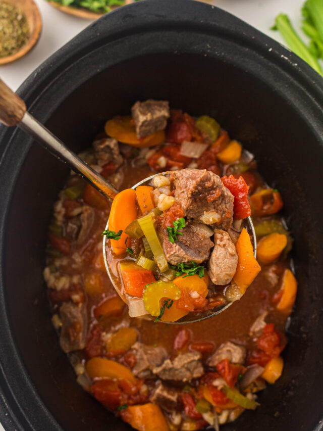 HOW TO MAKE SUPER EASY SLOW COOKER BEEF AND BARLEY STEW